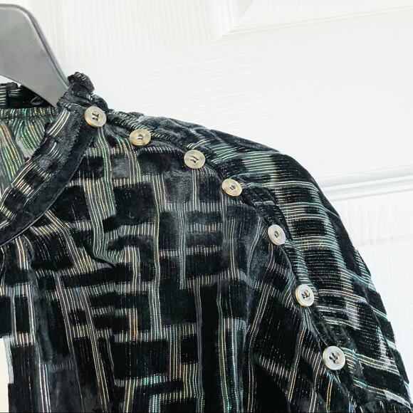 The Korner Metallic Abstract High Neck Semi-Sheer Blouse - Picture 6 of 7